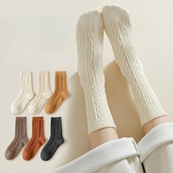 Accessories - Cable Knit Slouchy Socks Cozy Fall​
